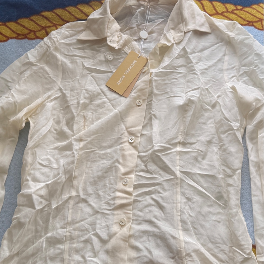 Michael Kors Collection Cream Sheer Blouse